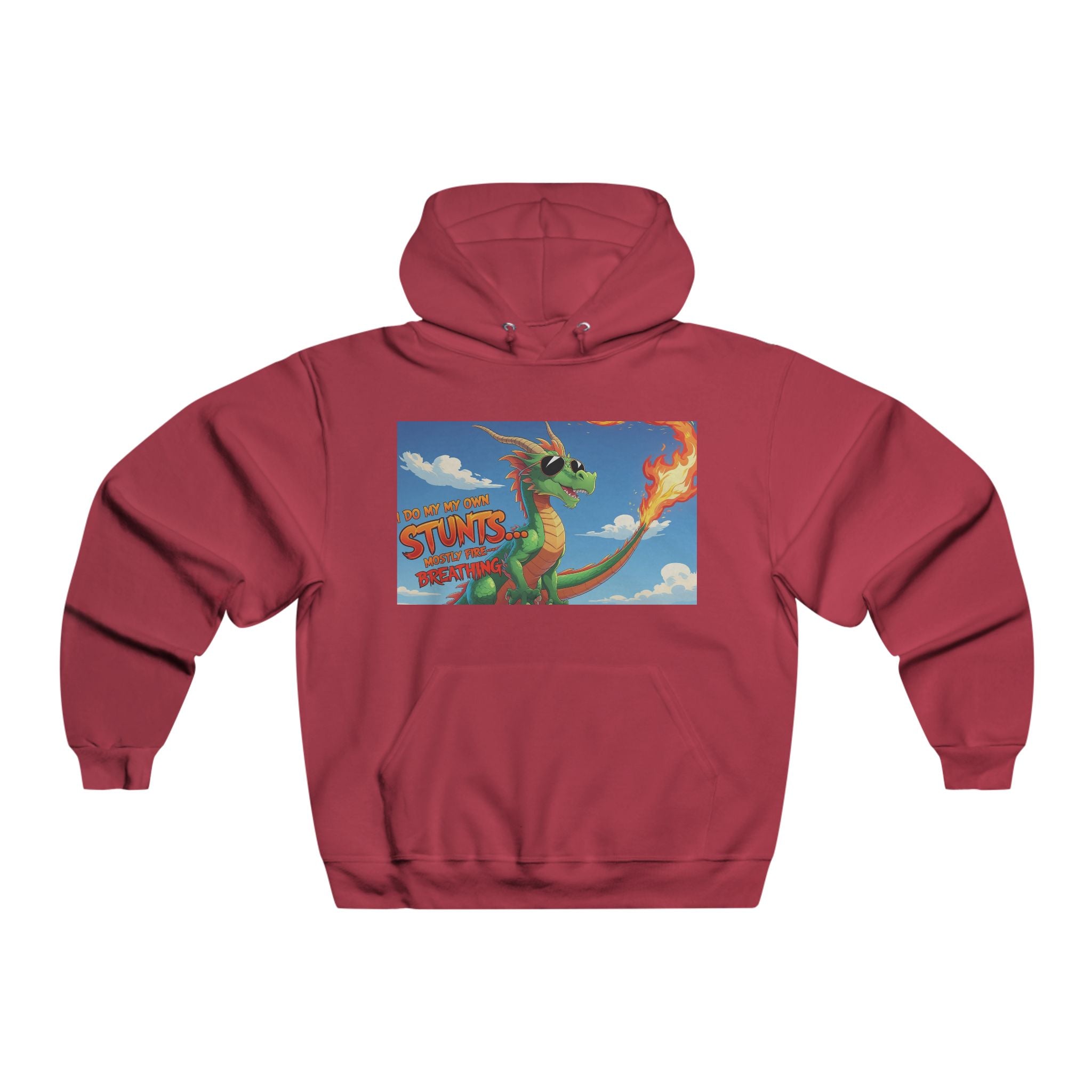 Funny Fire-Breathing Dragon Adventure Men's Hoodie, Cozy Sweatshirt for Gamers, Fun Gift for Comic Fans, Perfect for Casual Outings, Unique Graphic Apparel