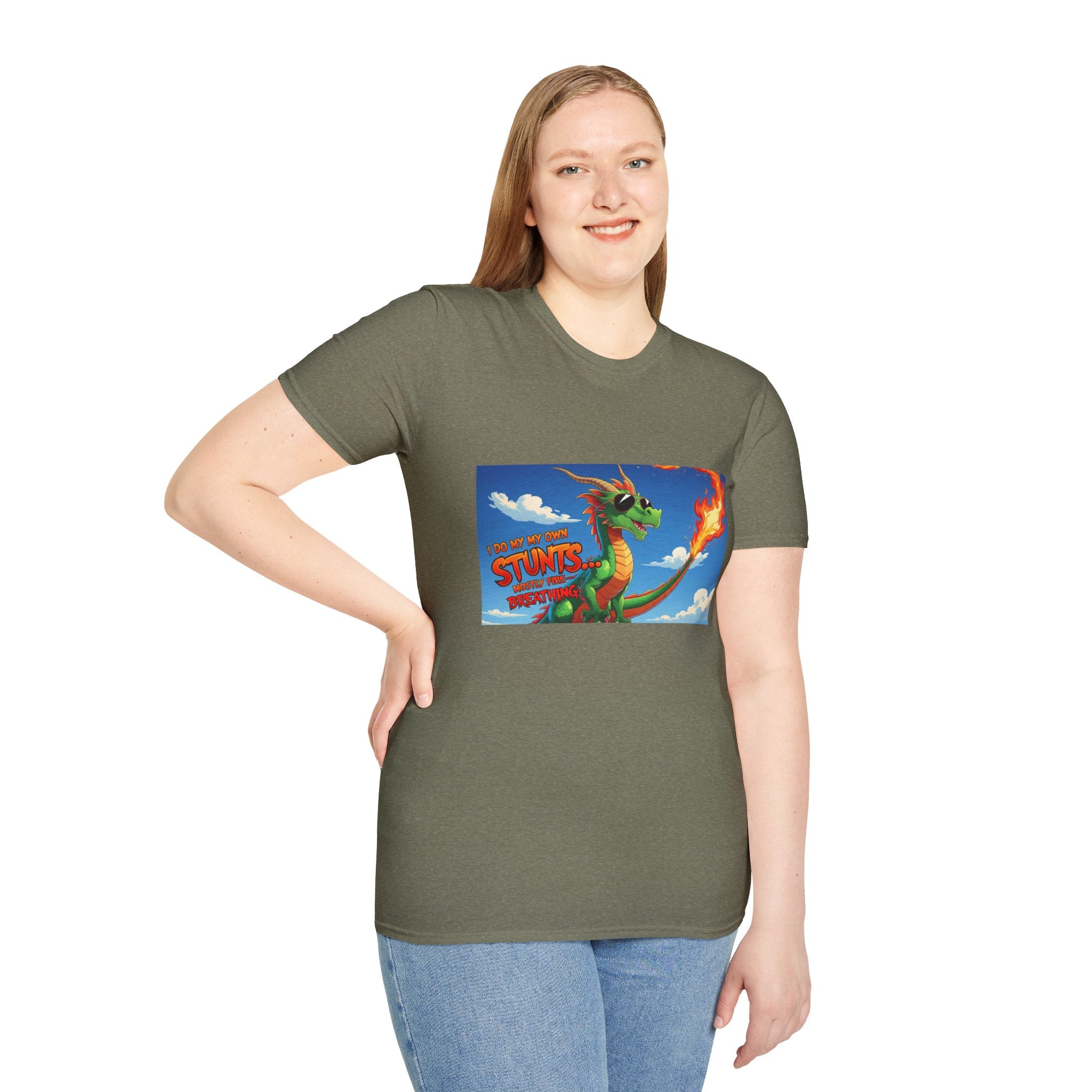 Funny Fire-Breathing Dragon T-Shirt | Fantasy Graphic Tee for Kids and Adults, Unisex Softstyle T-Shirt, Casual Wear, Game Night Apparel, [...]