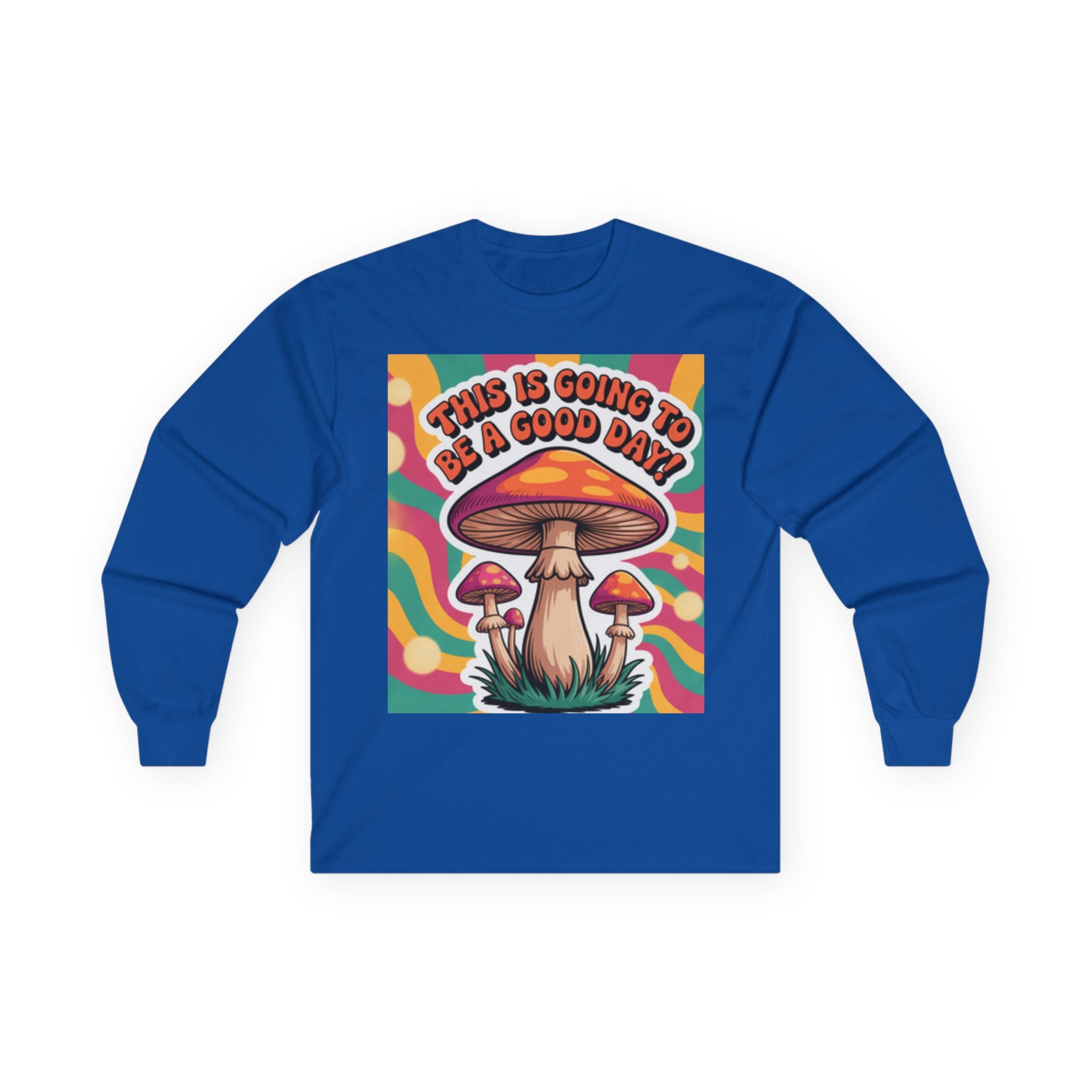 Good Vibes 70s Mushroom Long Sleeve Tee, Casual Wear, Gift for Friends, Unisex Shirt, Boho Style Clothing