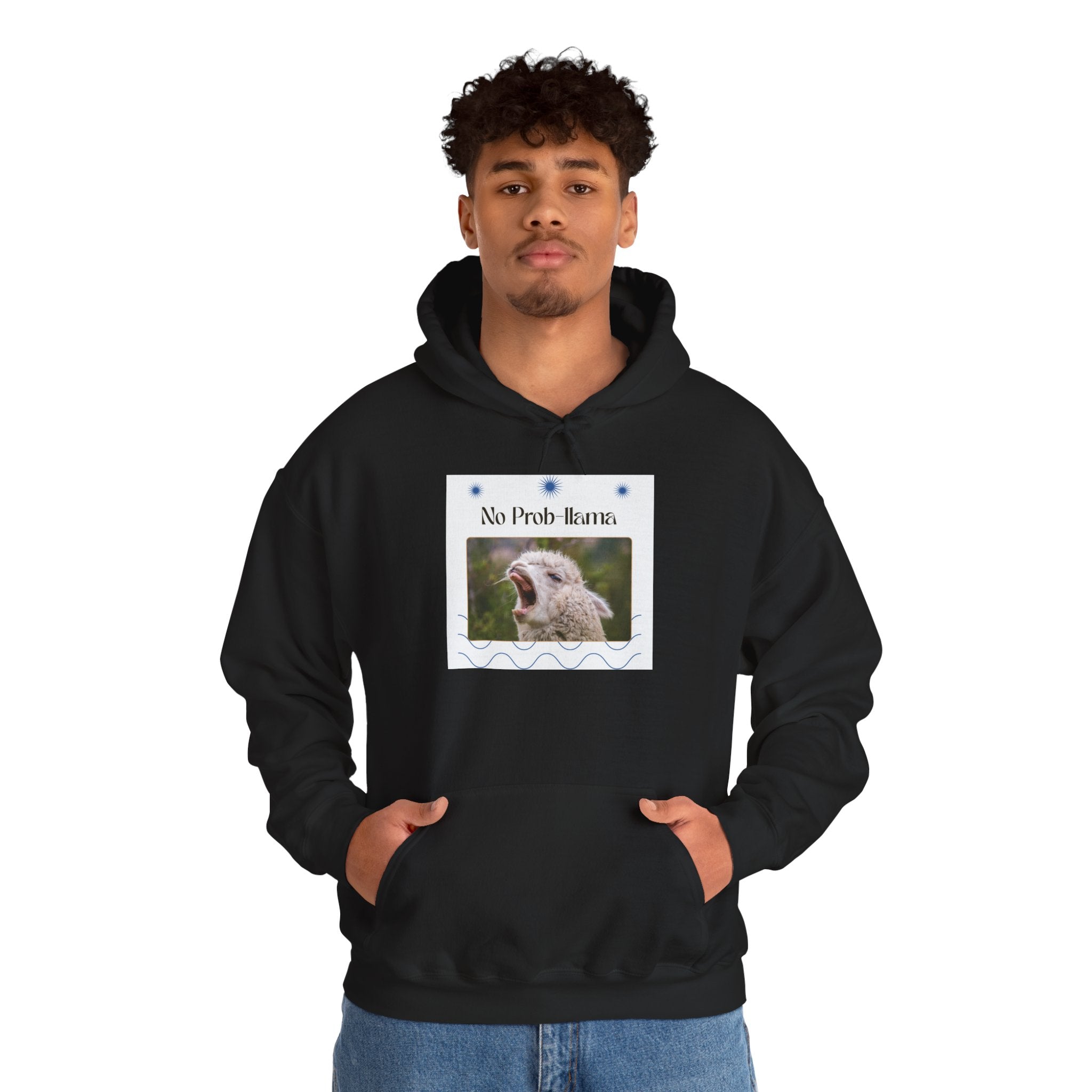 "No Prob-Llama" Unisex Hooded Sweatshirt with Fun Design, Cozy Apparel for Relaxed Days, Gifts for Friends, Casual Wear, Unique Gift Idea, Birthday Present