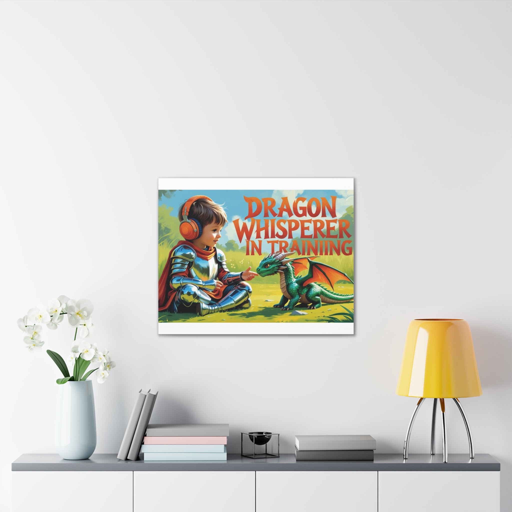 Dragon Whisperer Canvas Print, Playroom Decor, Childrens Wall Art, Fantasy Kids Room, Dragon Lover Gift, Adventure Art, Kid's Room Decor