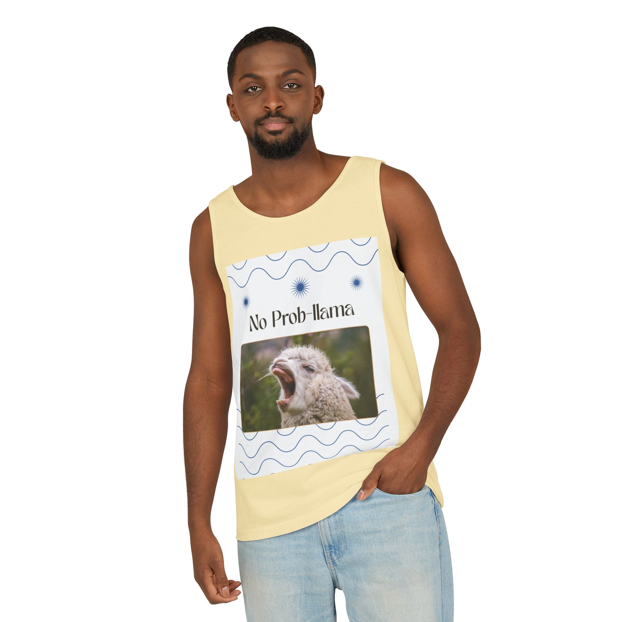 "No Prob-llama" Funny Tank Top – Cute Llama Graphic for Summer Vibes, Animal Lovers, Festivals & Chill Days
