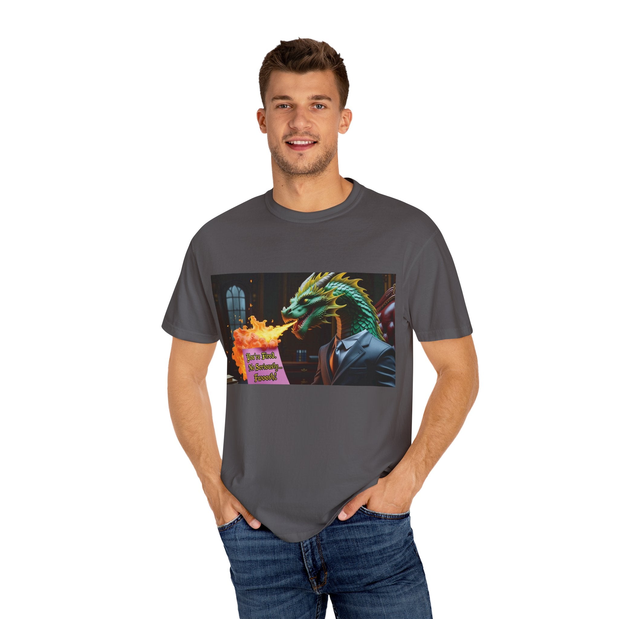 Dragon Fire  Unisex Garment-Dyed T-Shirt, Fun Graphic Tee, Unique Gift, Casual Wear, Fantasy Lover Apparel, Statement Shirt