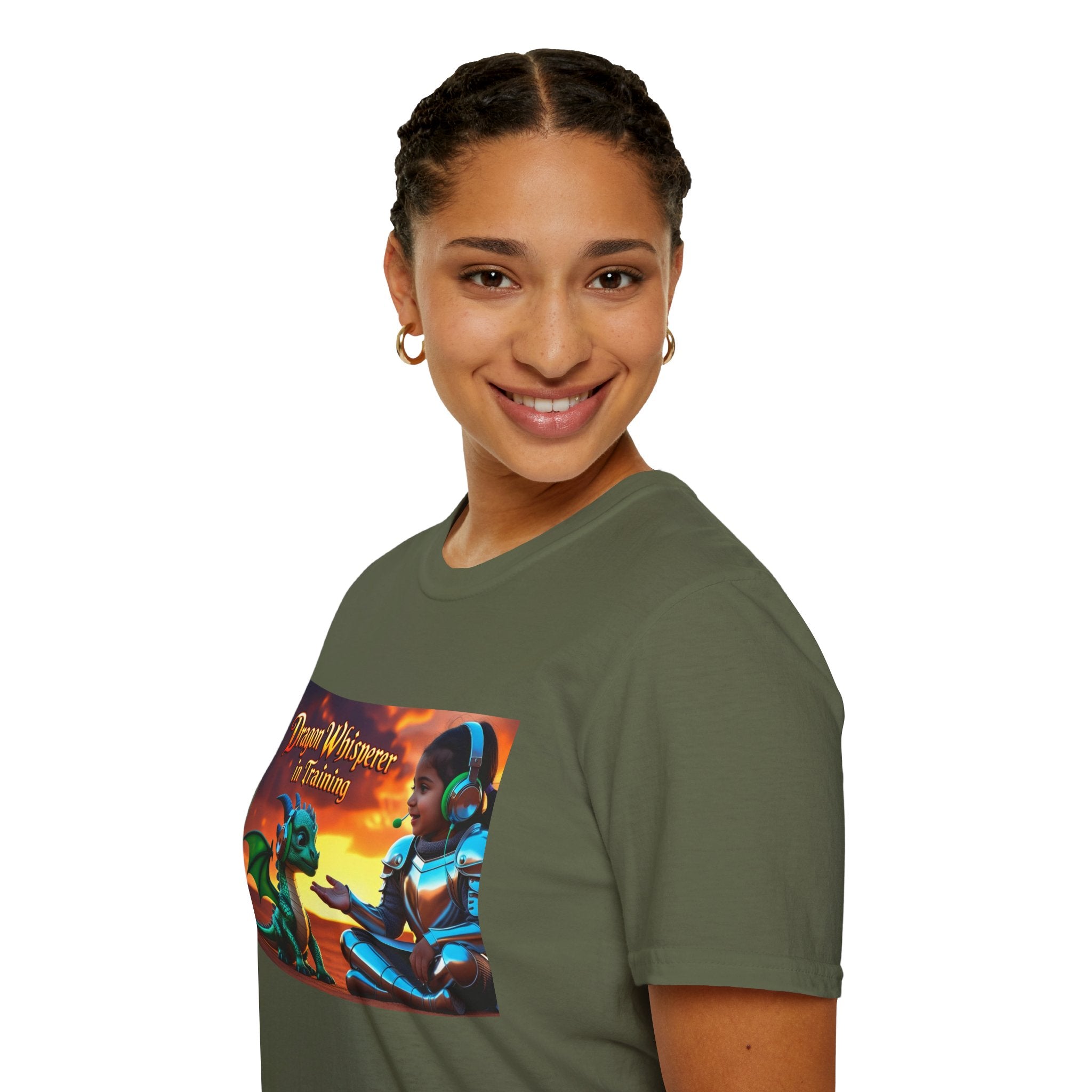 Funny Dragon Whisperer Unisex Softstyle T-Shirt | Fantasy Apparel, Gift for Dragon Lovers, Kids & Adults, Birthday Present, Magical Vibe