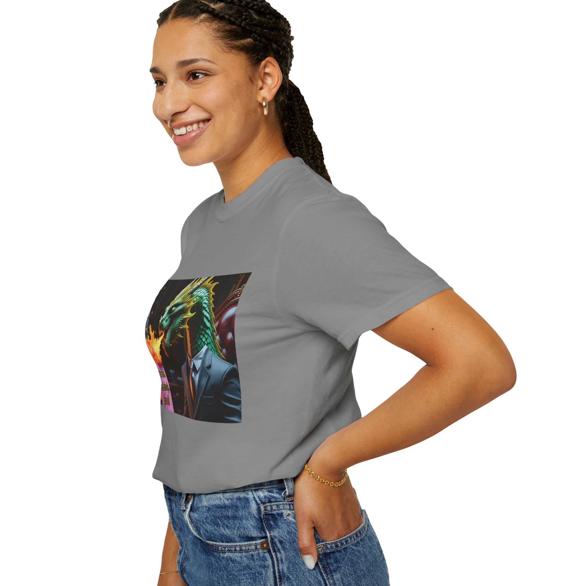 Dragon Fire  Unisex Garment-Dyed T-Shirt, Fun Graphic Tee, Unique Gift, Casual Wear, Fantasy Lover Apparel, Statement Shirt