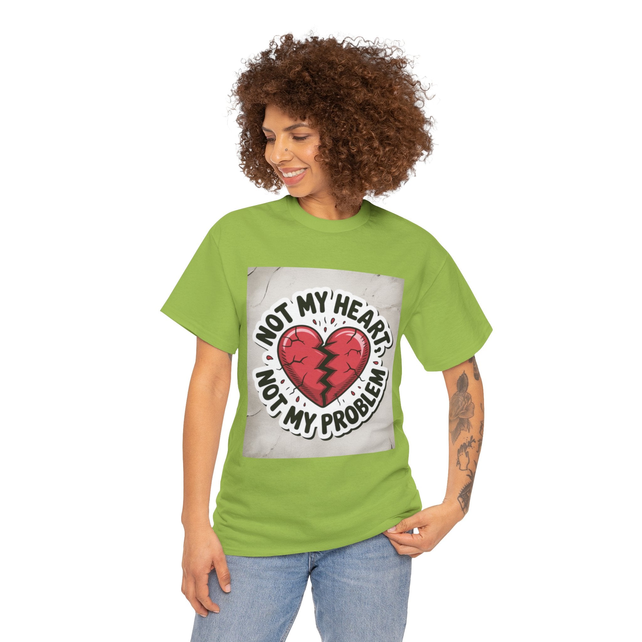 Heartbreak Humor Tee: Not My Heart Not My Problem, Funny T-Shirt, Unisex Cotton Tee, Casual Wear, Gifts for Friends, Breakup Apparel