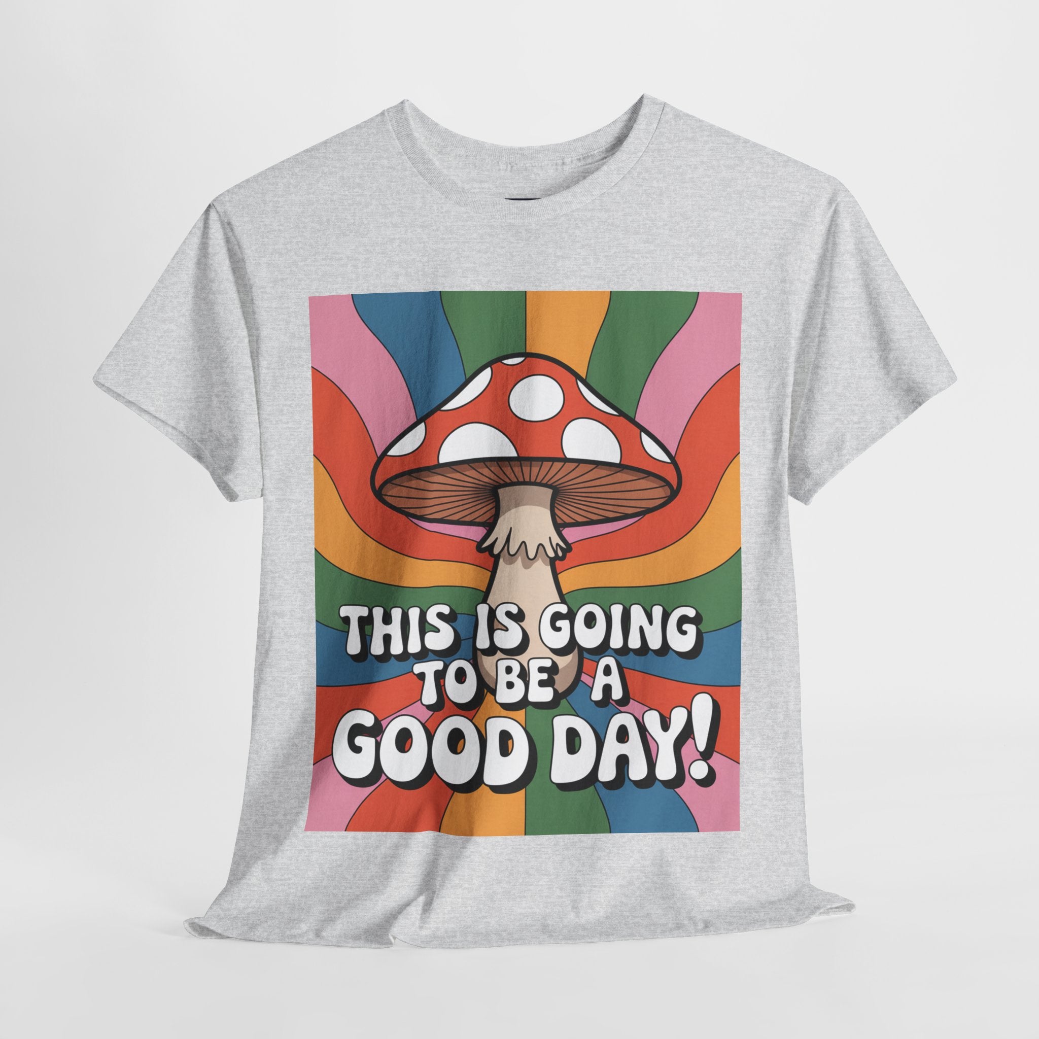 Fun Hippy Mushroom Cheerful Graphic Tee, Positive Vibes T-Shirt for Everyday Wear, Gift for Nature Lovers, Trendy Casual Wear, Eco-Friendly Fashion