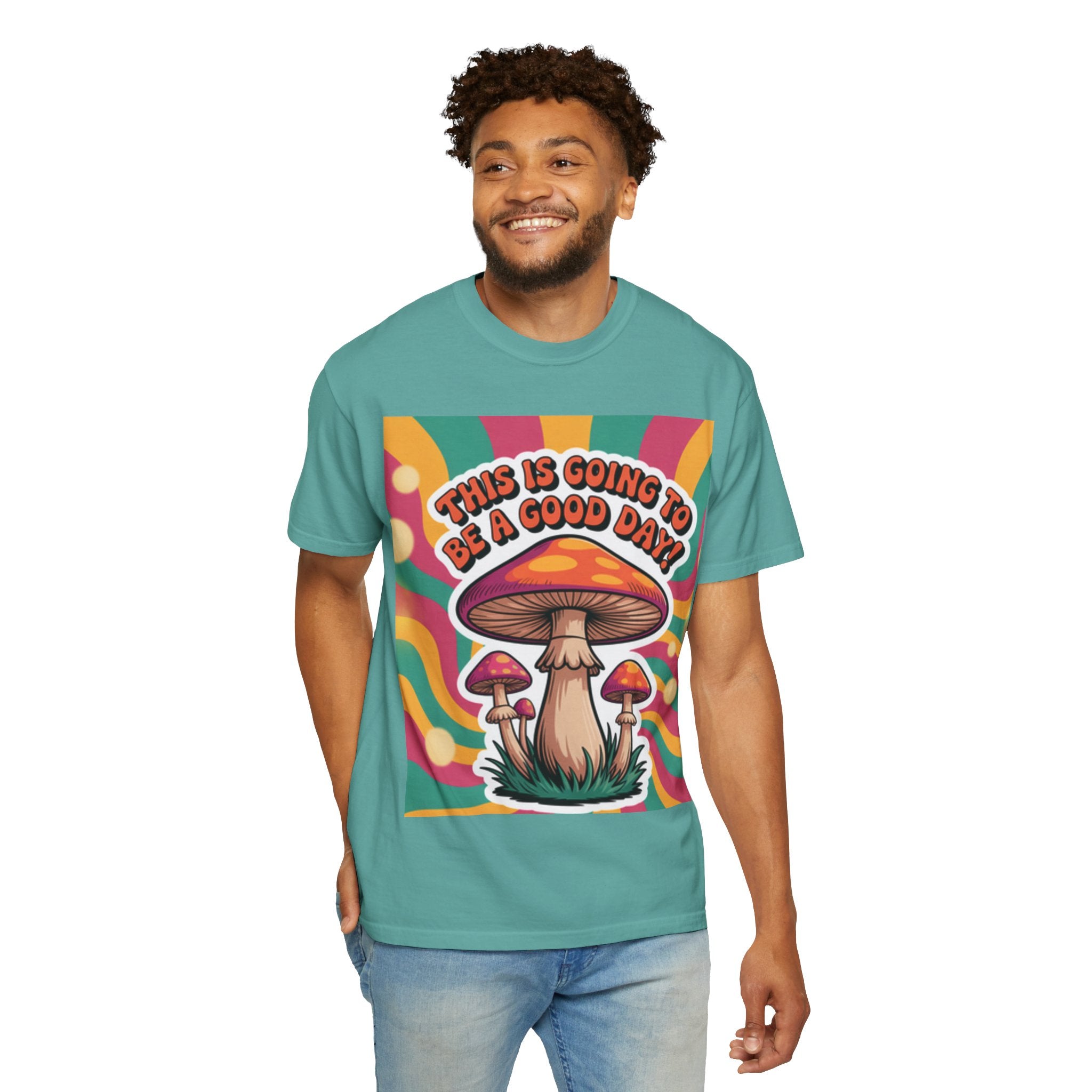 Positive Vibes T-shirt, Retro Mushroom Tee, Unisex Psychedelic Shirt, Gift for Friends, Casual Wear, Summer Essentials