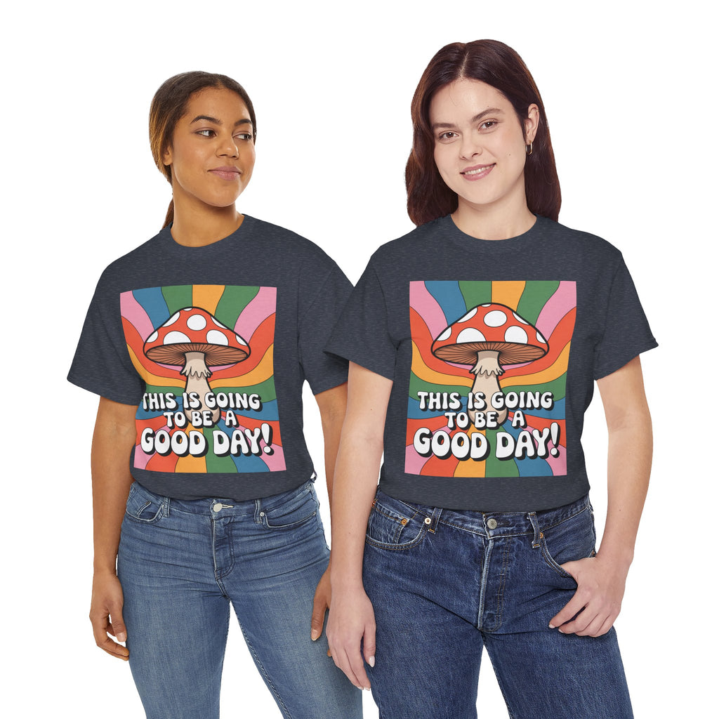 Fun Hippy Mushroom Cheerful Graphic Tee, Positive Vibes T-Shirt for Everyday Wear, Gift for Nature Lovers, Trendy Casual Wear, Eco-Friendly Fashion