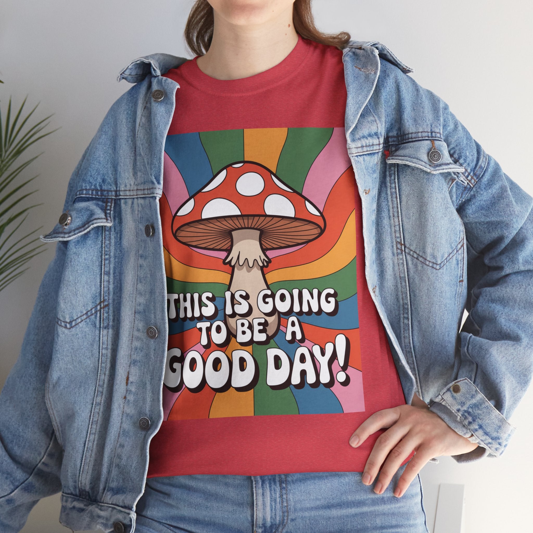 Fun Hippy Mushroom Cheerful Graphic Tee, Positive Vibes T-Shirt for Everyday Wear, Gift for Nature Lovers, Trendy Casual Wear, Eco-Friendly Fashion
