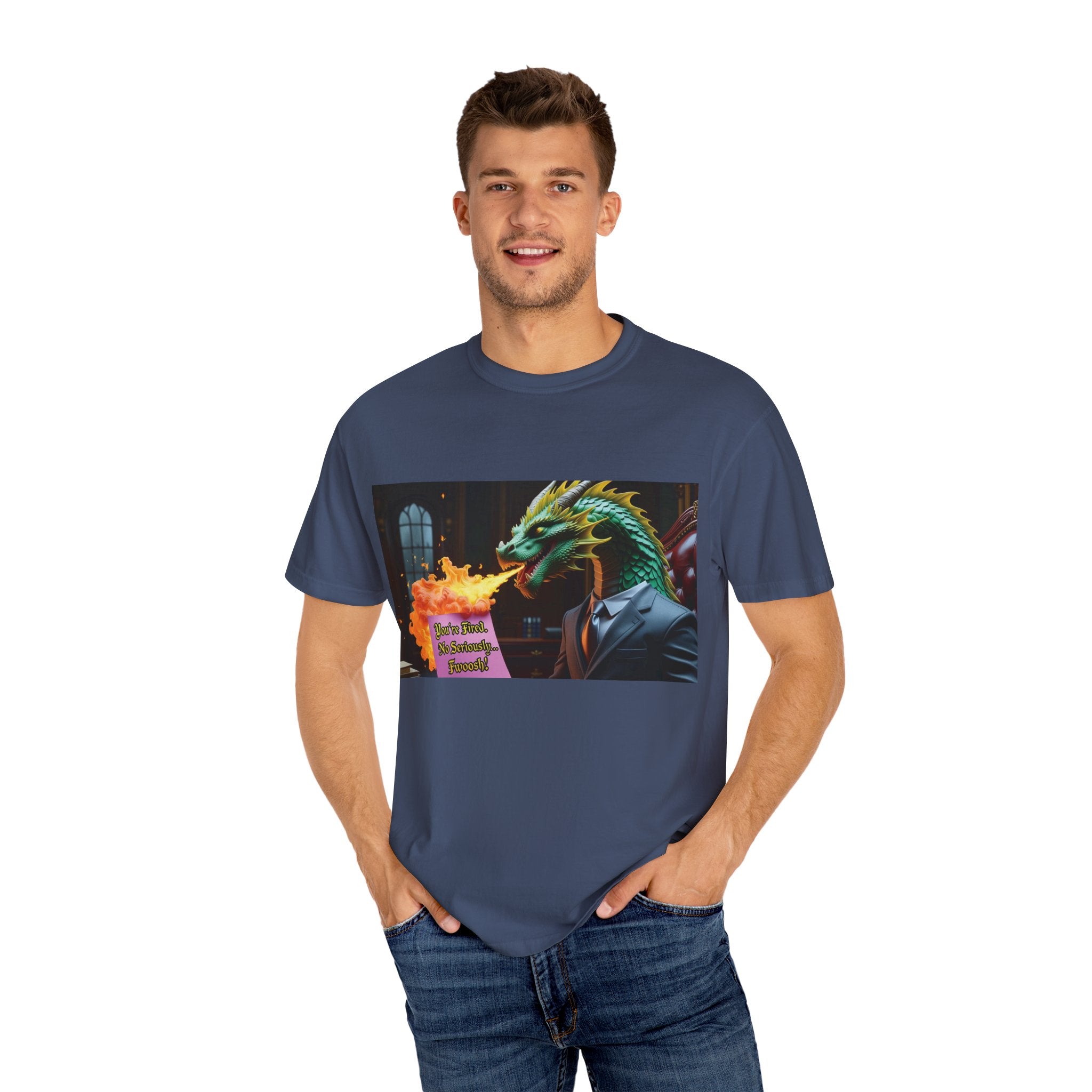 Dragon Fire  Unisex Garment-Dyed T-Shirt, Fun Graphic Tee, Unique Gift, Casual Wear, Fantasy Lover Apparel, Statement Shirt