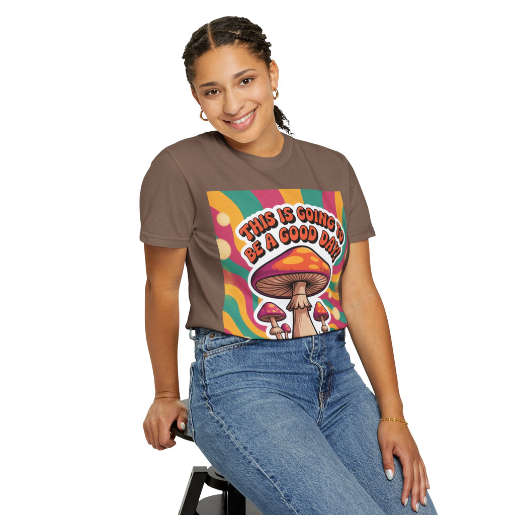 Positive Vibes T-shirt, Retro Mushroom Tee, Unisex Psychedelic Shirt, Gift for Friends, Casual Wear, Summer Essentials