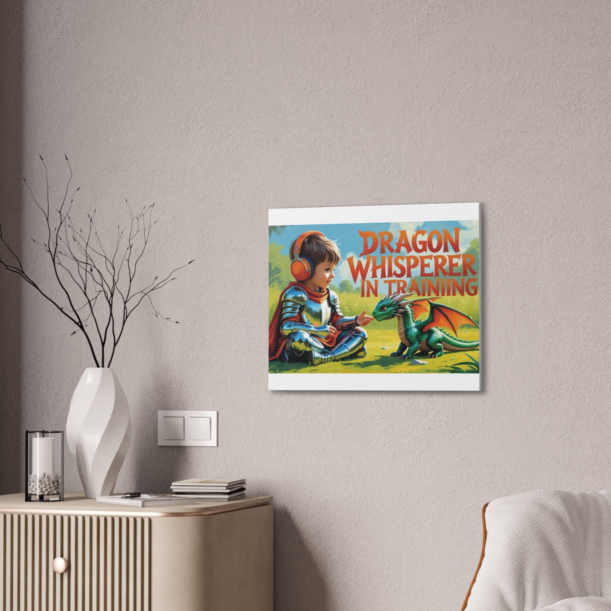 Dragon Whisperer Canvas Print, Playroom Decor, Childrens Wall Art, Fantasy Kids Room, Dragon Lover Gift, Adventure Art, Kid's Room Decor