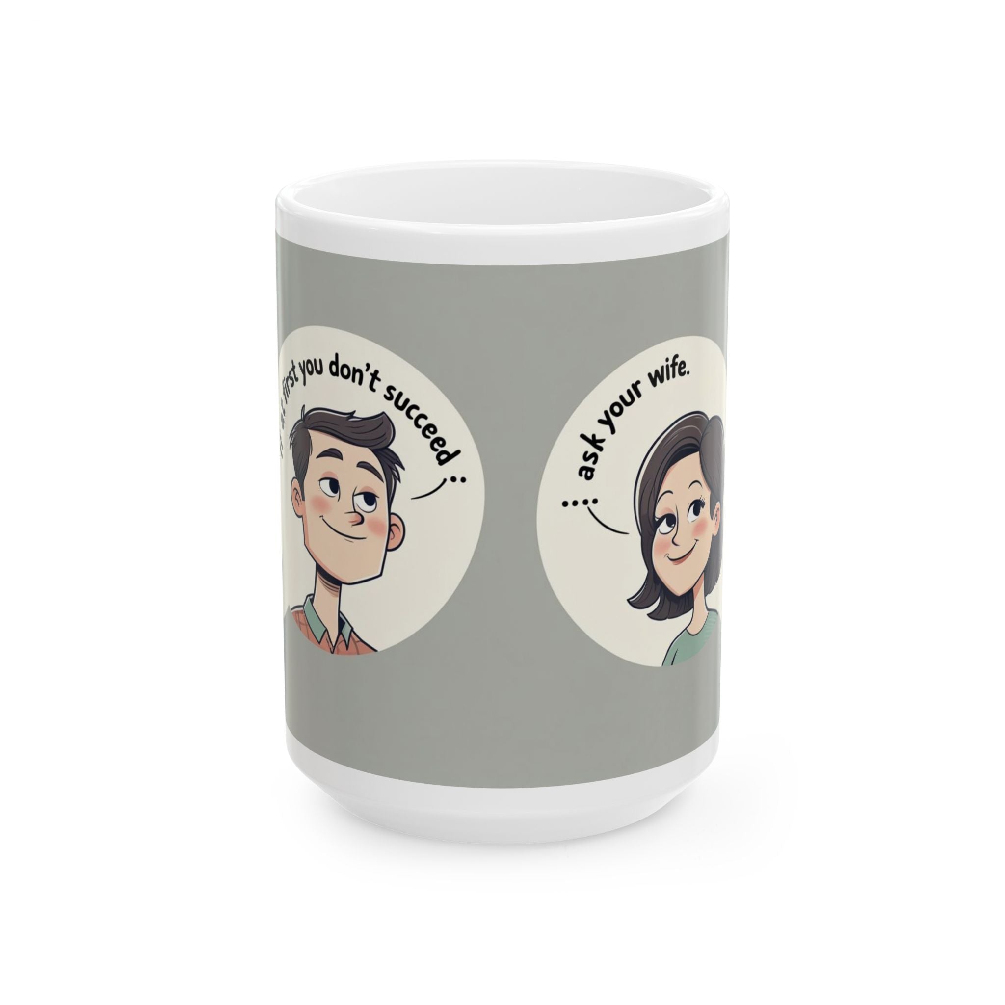 Witty Ask My Wife Coffee Mug, Funny Gift for Husband, Wife Humor, Cute Kitchen Decor, Couples' Anniversary, Birthday, Large Ceramic Cup