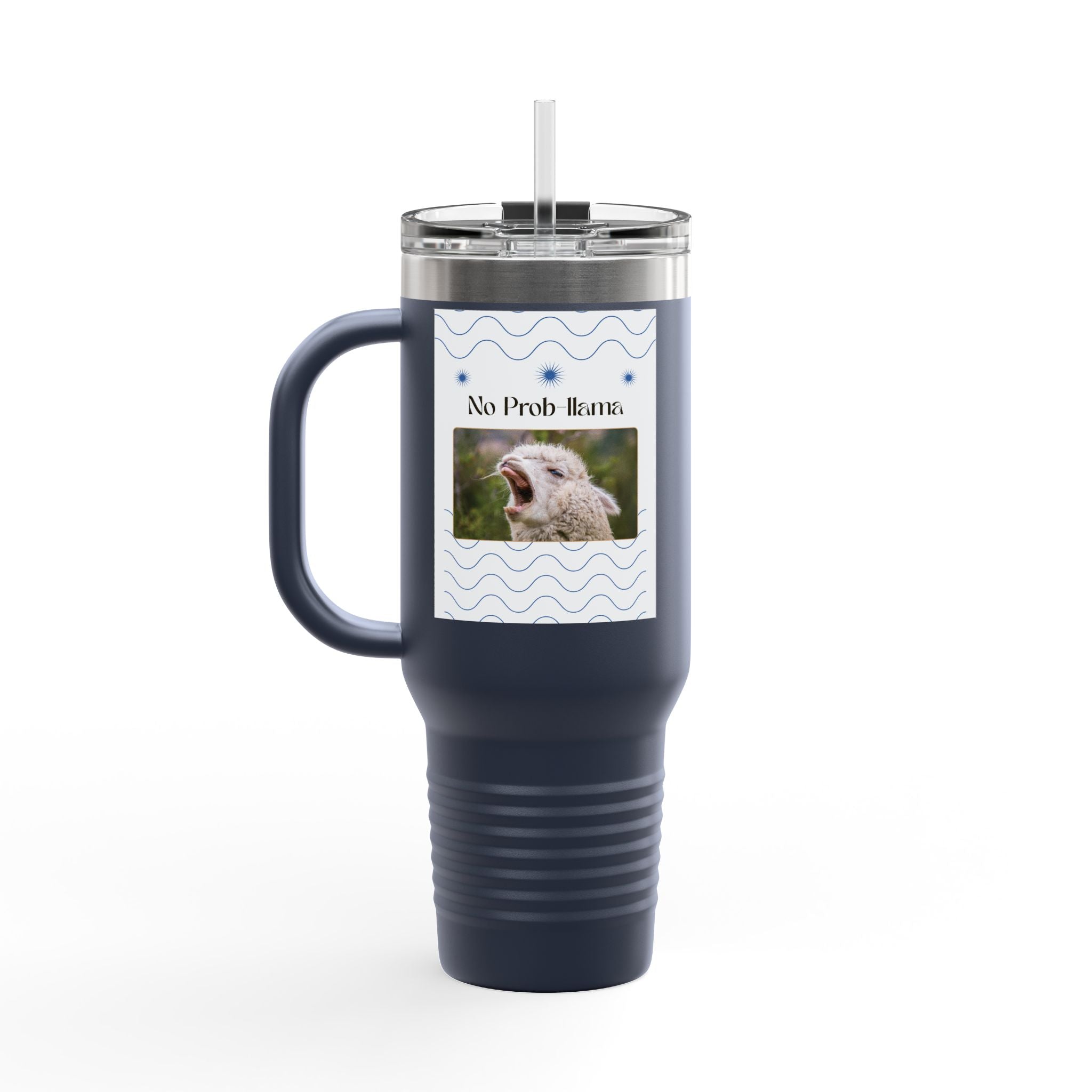 No Prob-Llama 40oz Travel Mug – Funny Llama Coffee Tumbler for Adults | Insulated, Spill-Proof, Adventure-Ready Hydration Gift