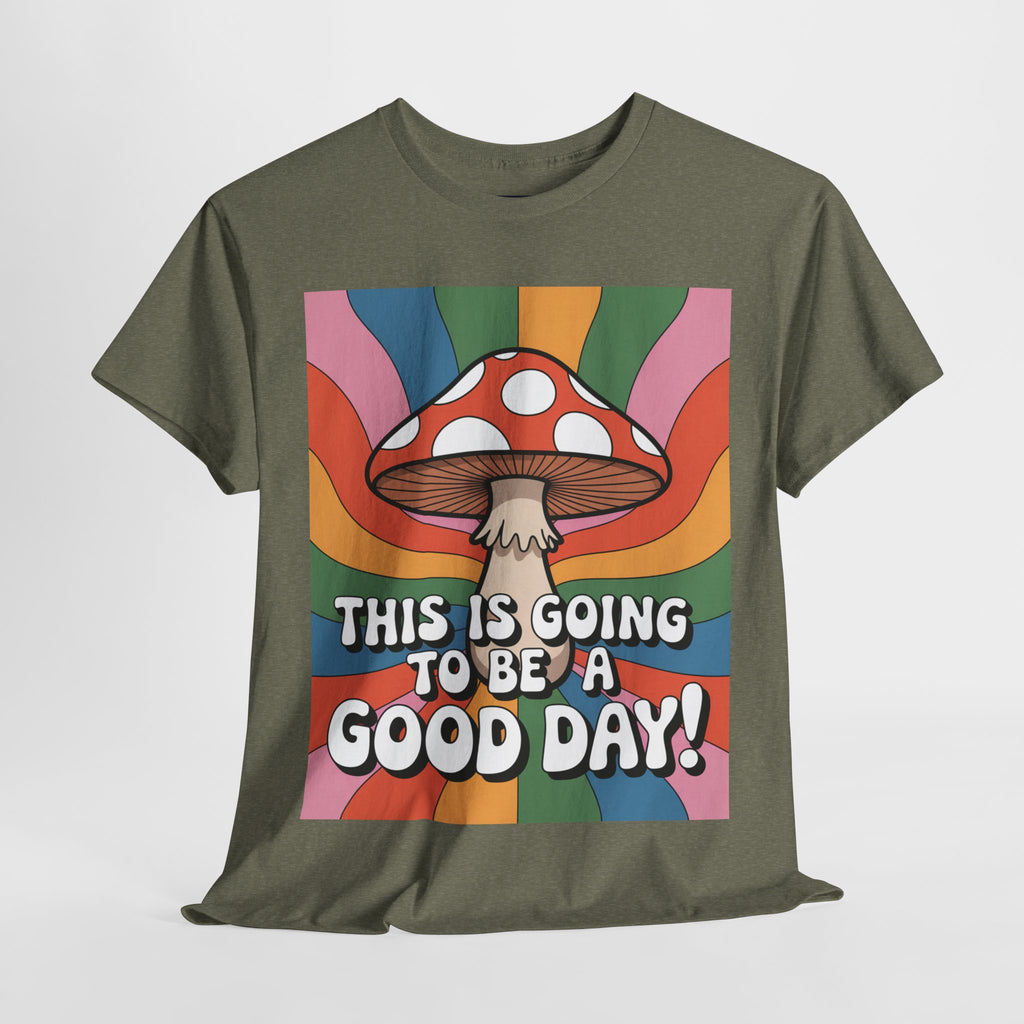 Fun Hippy Mushroom Cheerful Graphic Tee, Positive Vibes T-Shirt for Everyday Wear, Gift for Nature Lovers, Trendy Casual Wear, Eco-Friendly Fashion