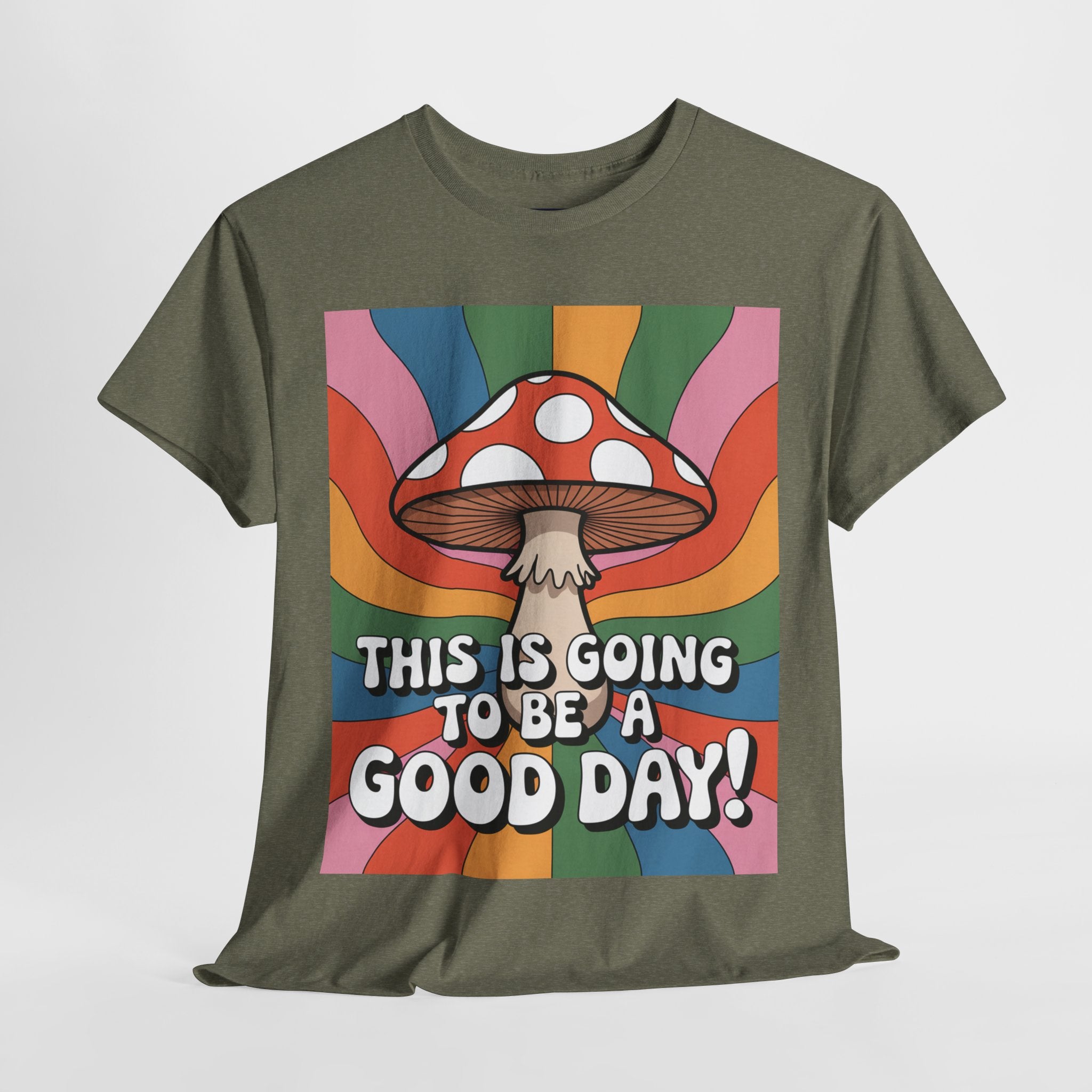 Fun Hippy Mushroom Cheerful Graphic Tee, Positive Vibes T-Shirt for Everyday Wear, Gift for Nature Lovers, Trendy Casual Wear, Eco-Friendly Fashion