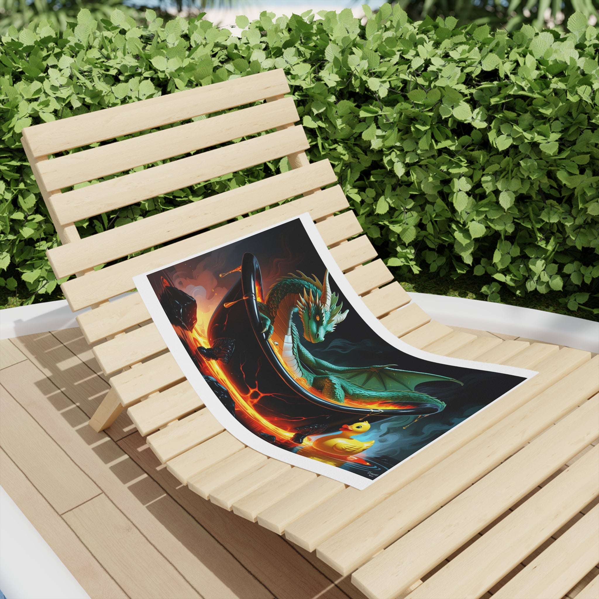 Funny Dragon Bath-time Fantasy Beach Towel, Dragon Artwork Towel, Unique Pool Towel, Whimsical Bath Towel, Gift for Fantasy Lovers, Kids Beach Accessory